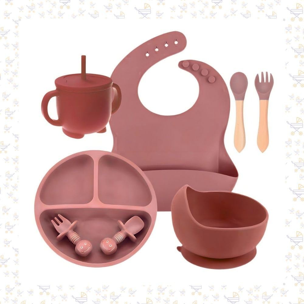 Kit Introdução Alimentar Bebê 8 Peças - Seguro, Antiderrapante e BPA Free