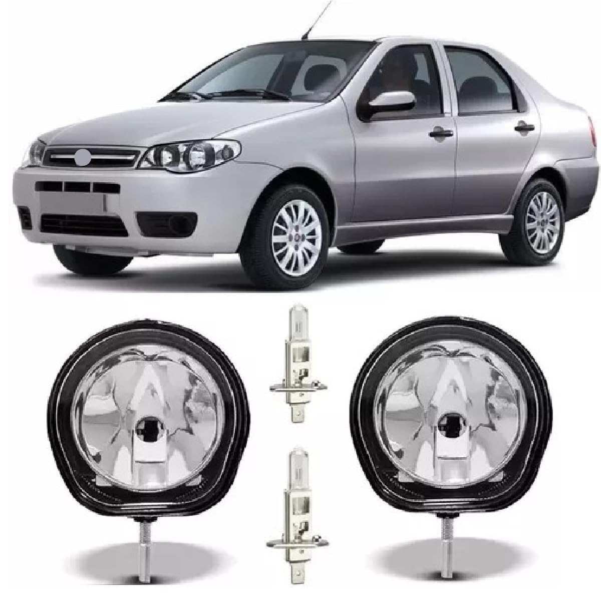 Par de Faróis de Milha Siena G3 (2007-2010) com Lâmpadas H1 - Iluminação Potente e Segura