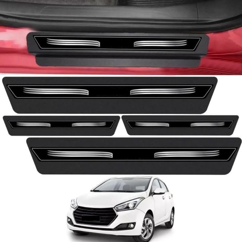 Jogo Soleira Porta Hyundai HB20 2012-2021 Adesivo Preta - Proteção e Estilo Premium