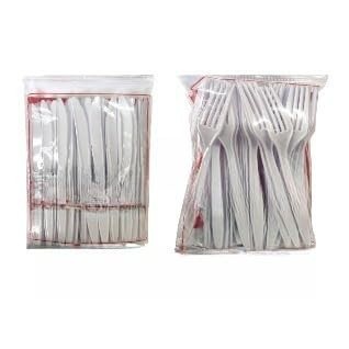Kit Garfo + Faca Descartável Refeição - Talheres Master Reforçados para Churrasco, Festas e Eventos (100 ou 200 Peças)