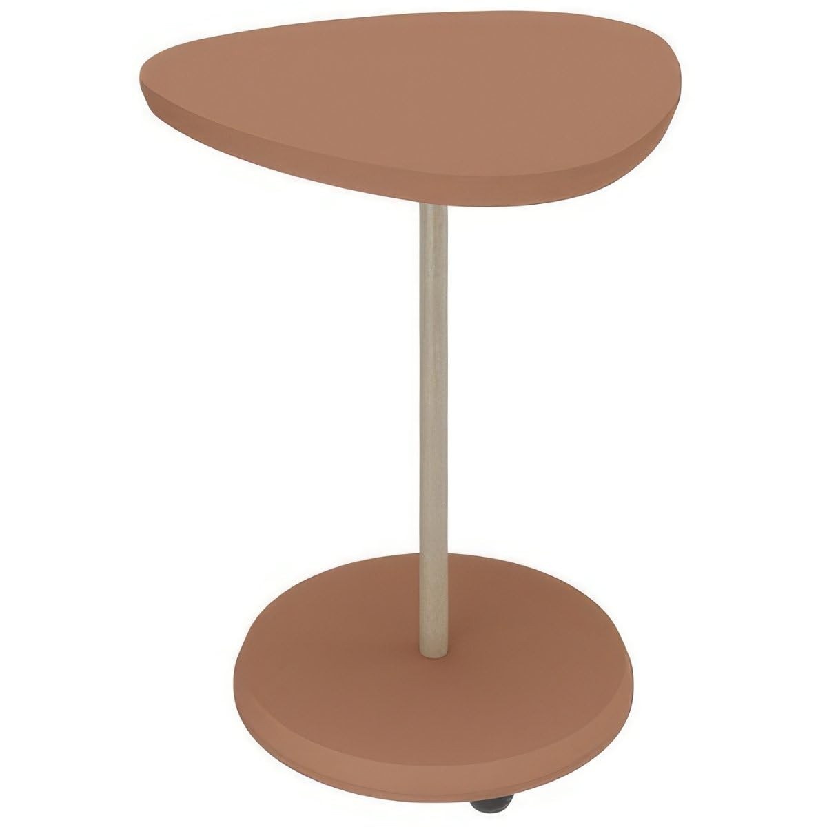 Mesa de Apoio Triangular em MDF com Base Dourada - Estilo Moderno Terracota