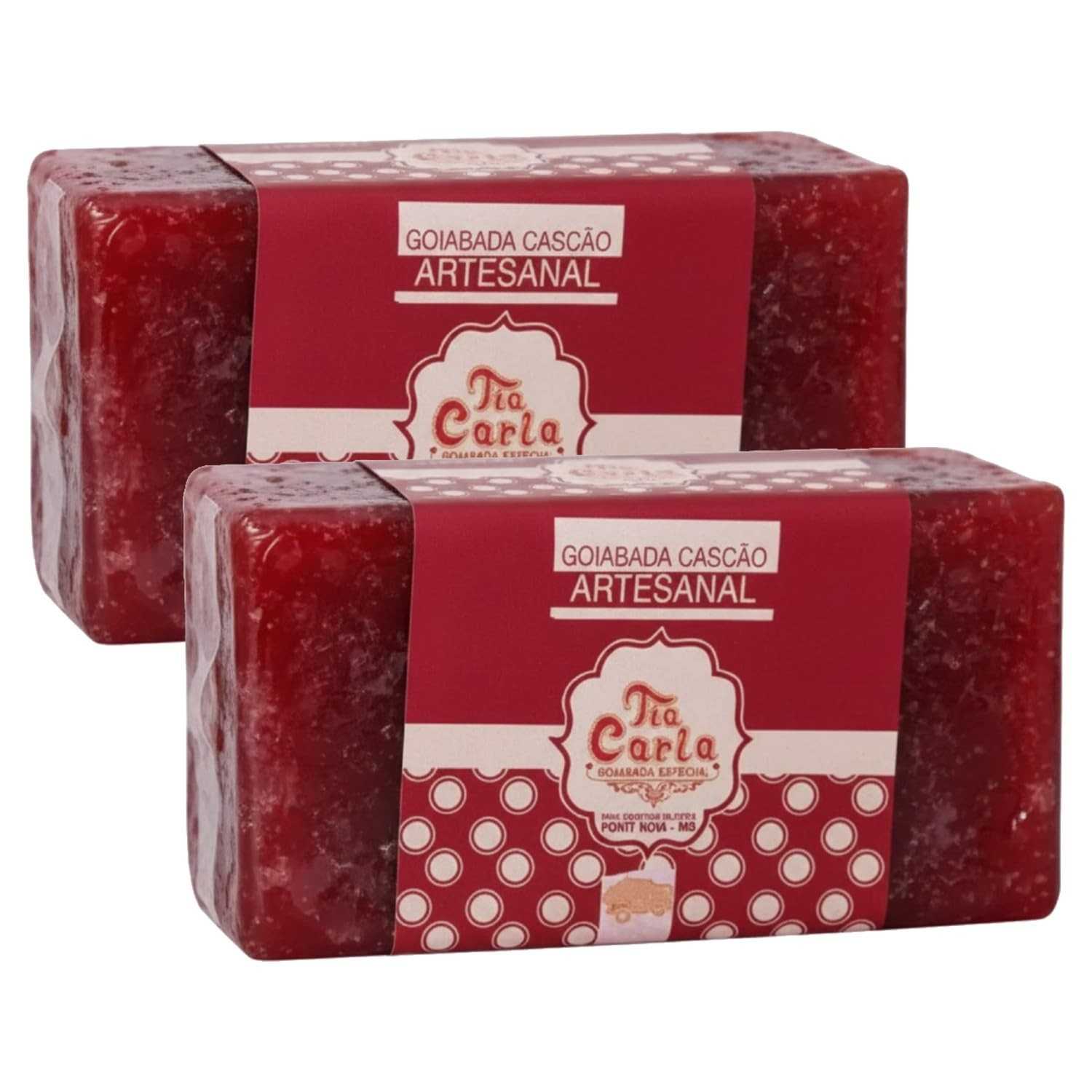 Kit com 2 Unidades de Goiabada Cascão Tradicional Tia Carla 500g - Pedaços Inteiros de Fruta