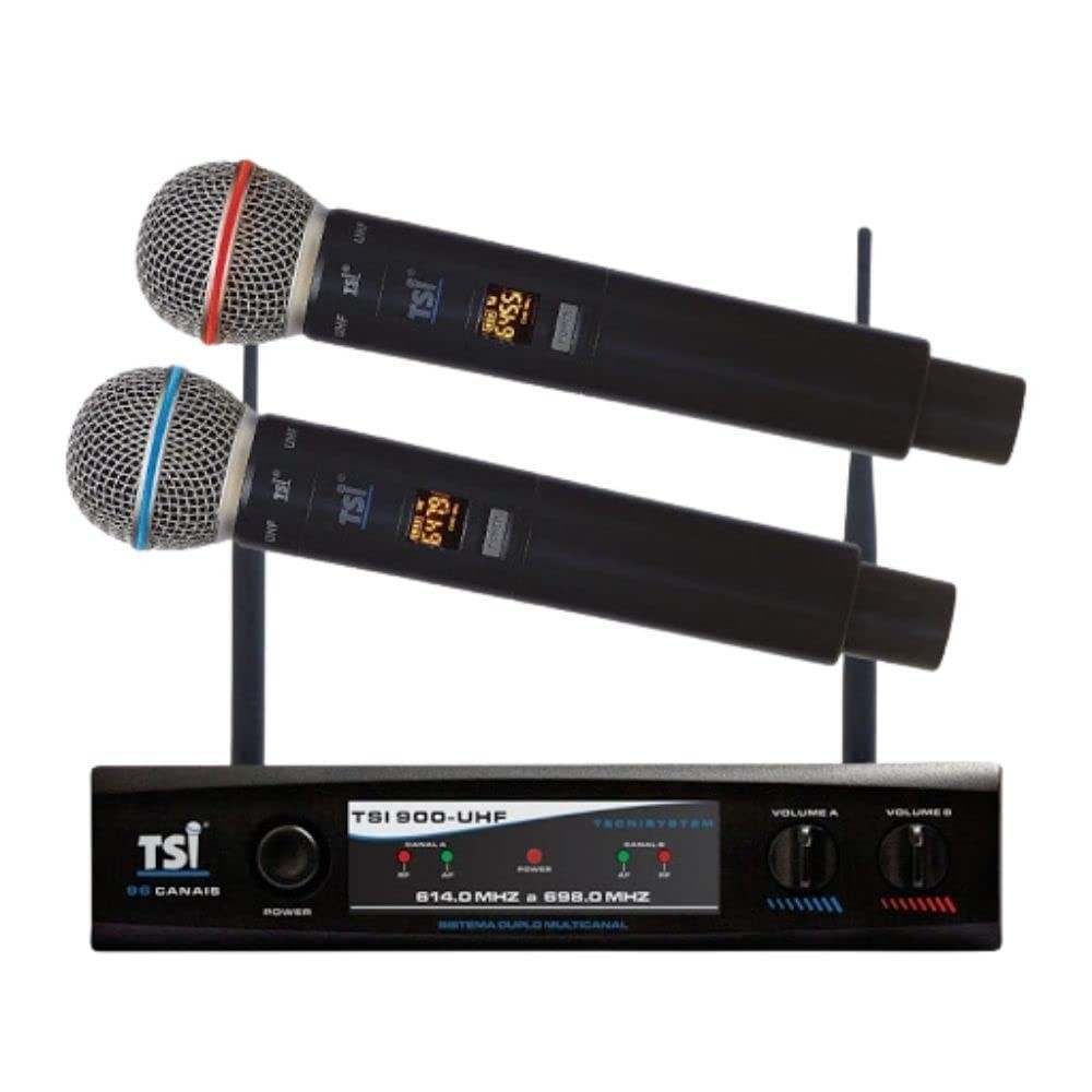 Microfone TSI 900 UHF 94 Canais: Som Profissional Sem Fios e Sem Complicações!