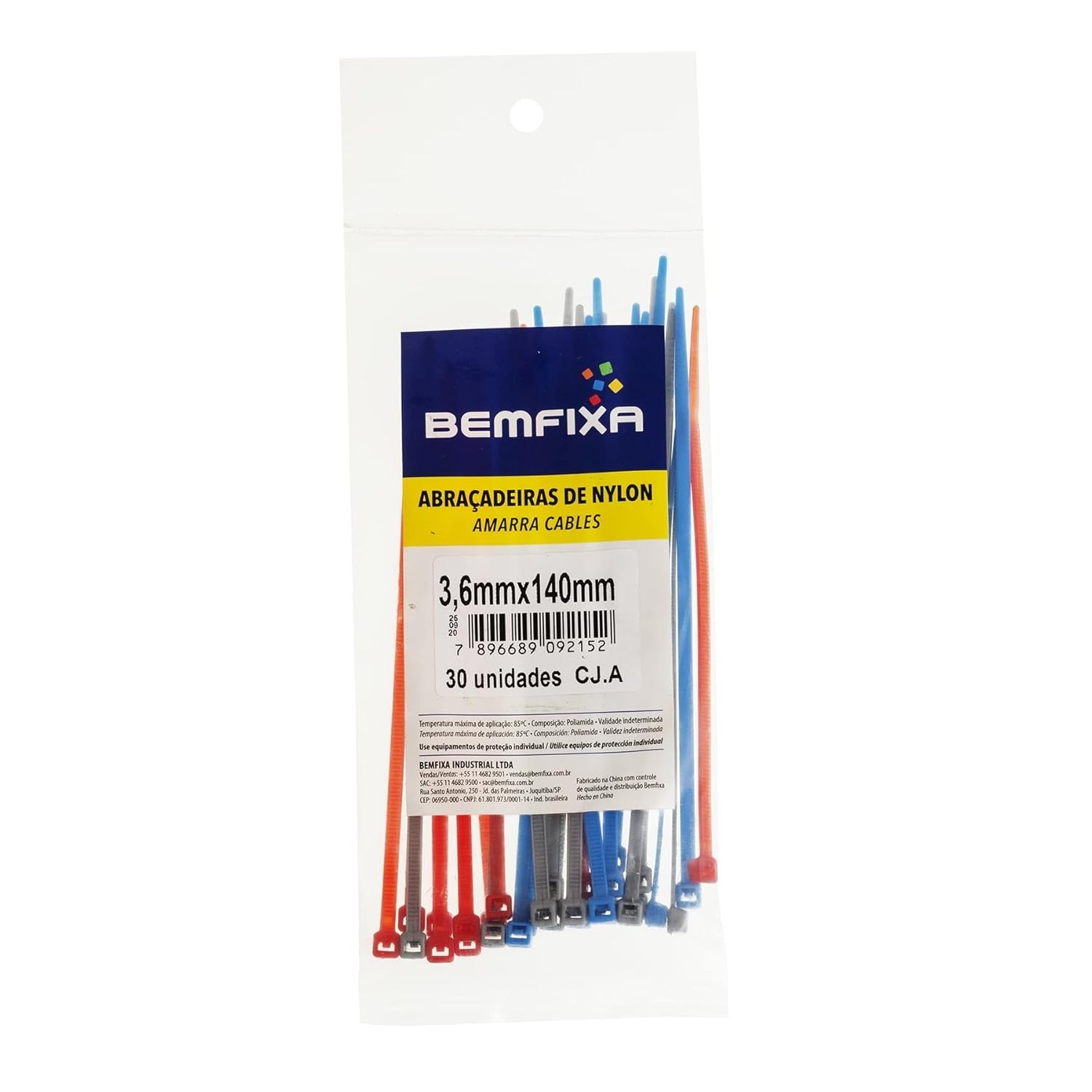 Abraçadeira de Nylon 3,6x140mm BemFixa: Organização e Segurança para seus Cabos