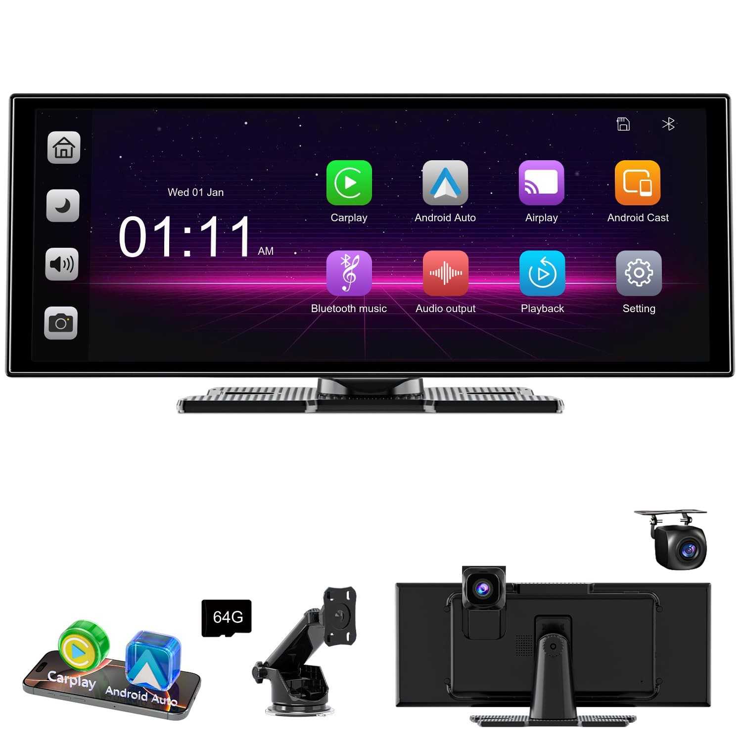 Tela CarPlay e Android Auto 11" 2.5K HD 60fps Sem Fio Accfly - Seu Carro Mais Inteligente e Seguro