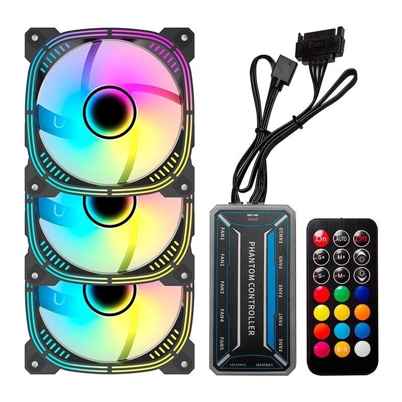 Acegeek Prime: Kit 3 Ventoinhas ARGB 120mm