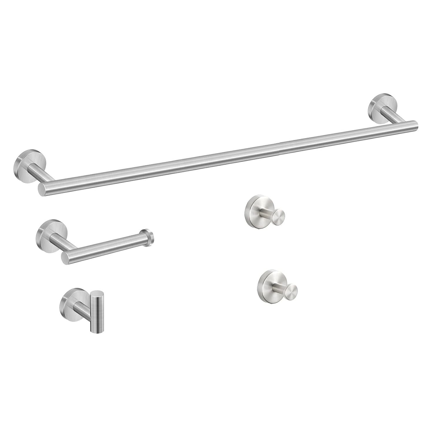 LUMAI Kit 5 Acessórios para Banheiro em Aço Inoxidável Fosco - Toalheiro, Suporte Papel Higiênico e Ganchos