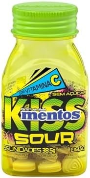Pastilhas, Mentos, Kiss Sour, Sem Açúcar, Sabor de Limão Ácido - 38,5g | 55 Unidades