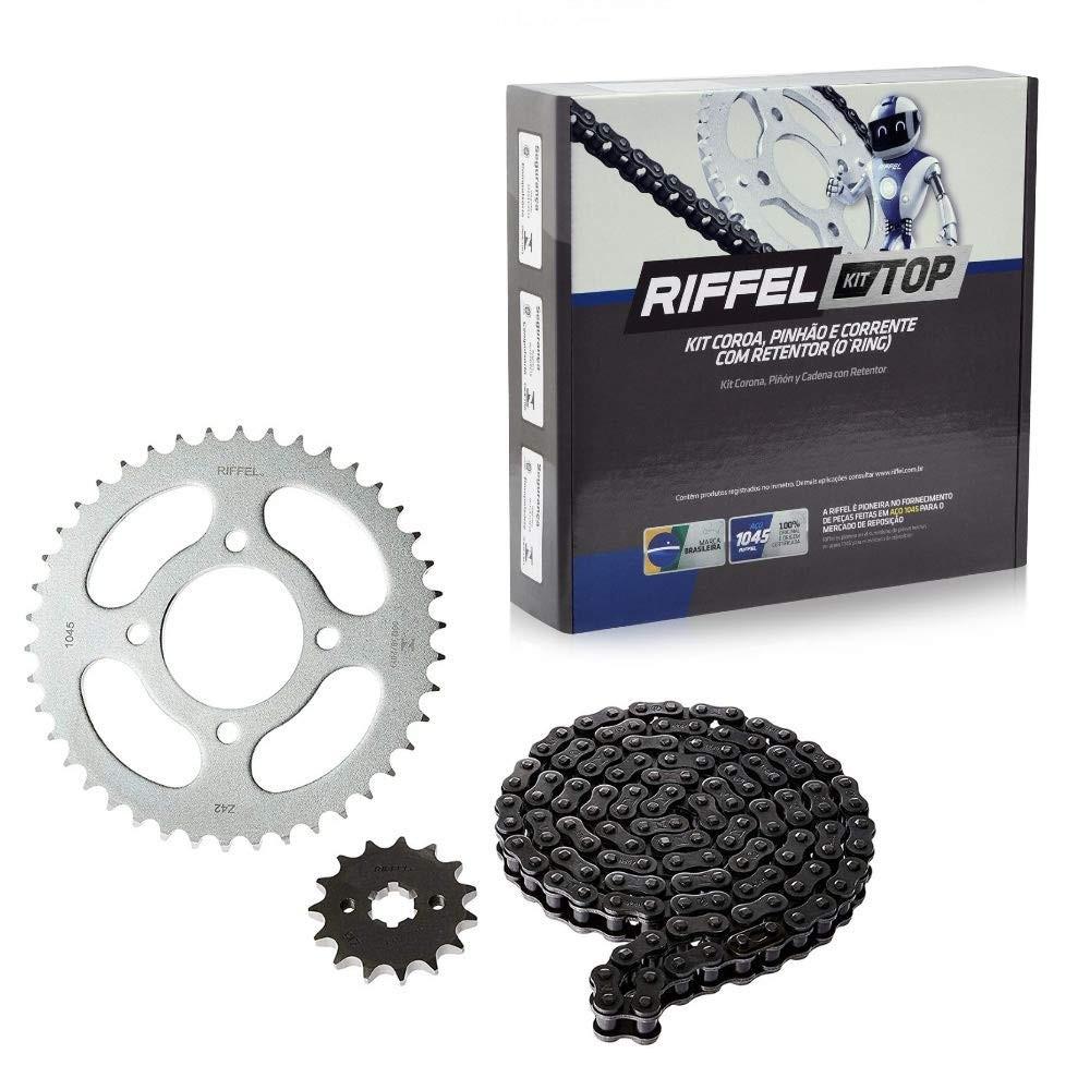 Kit Relação Completa Yamaha Fazer 150 (2014-2020) Riffel TOP com Retentor O-ring Aço 1045