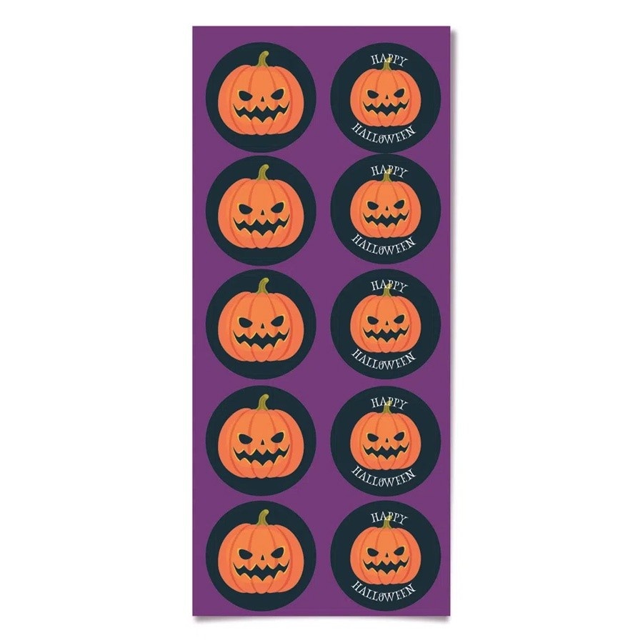 Adesivos Abóbora Halloween: 30 Unidades Divertidas!