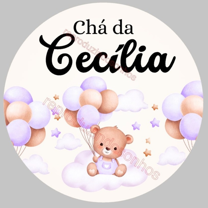 Adesivos Personalizados Chá de Bebê: Nome e Cor Roxo/Lilás