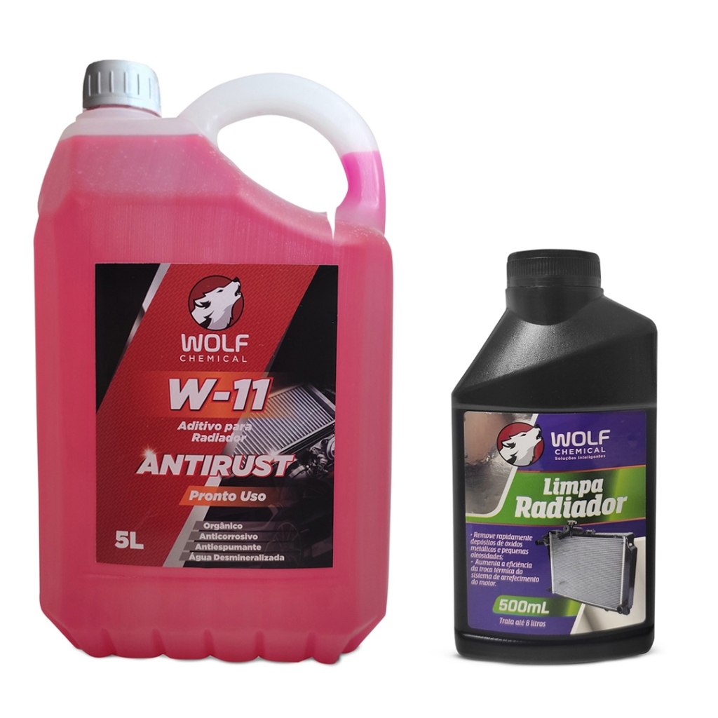 Aditivo Radiador Wolf 5L + Limpa Radiador 500mL: Proteção Orgânica Completa