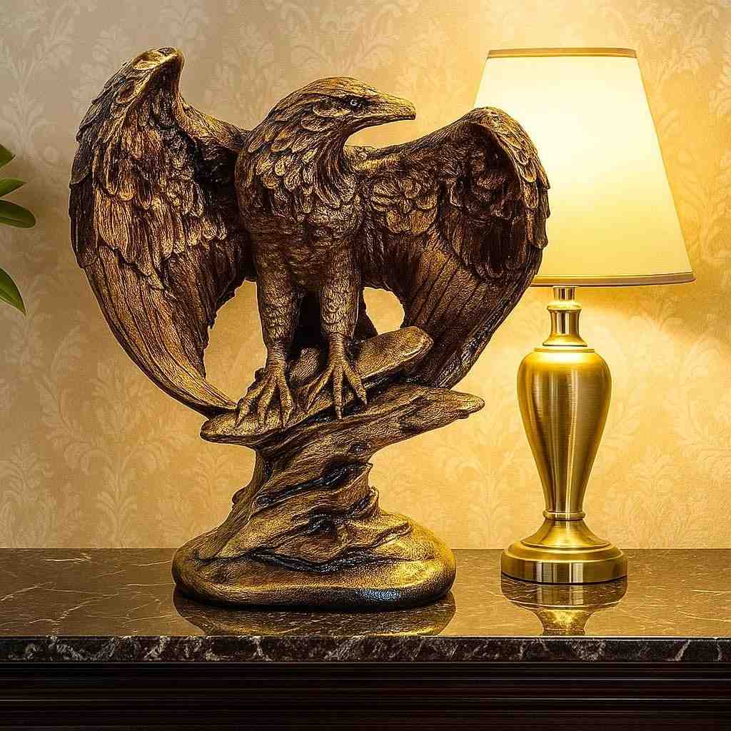 Escultura Decorativa de Águia Dourada - Estátua Clássica para Mesa com Acabamento Luxuoso