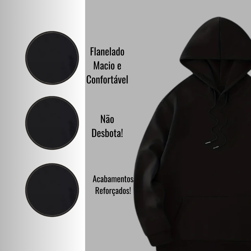 Conjunto Moletom Inverno Canguru com Capuz e Calça Ajustável