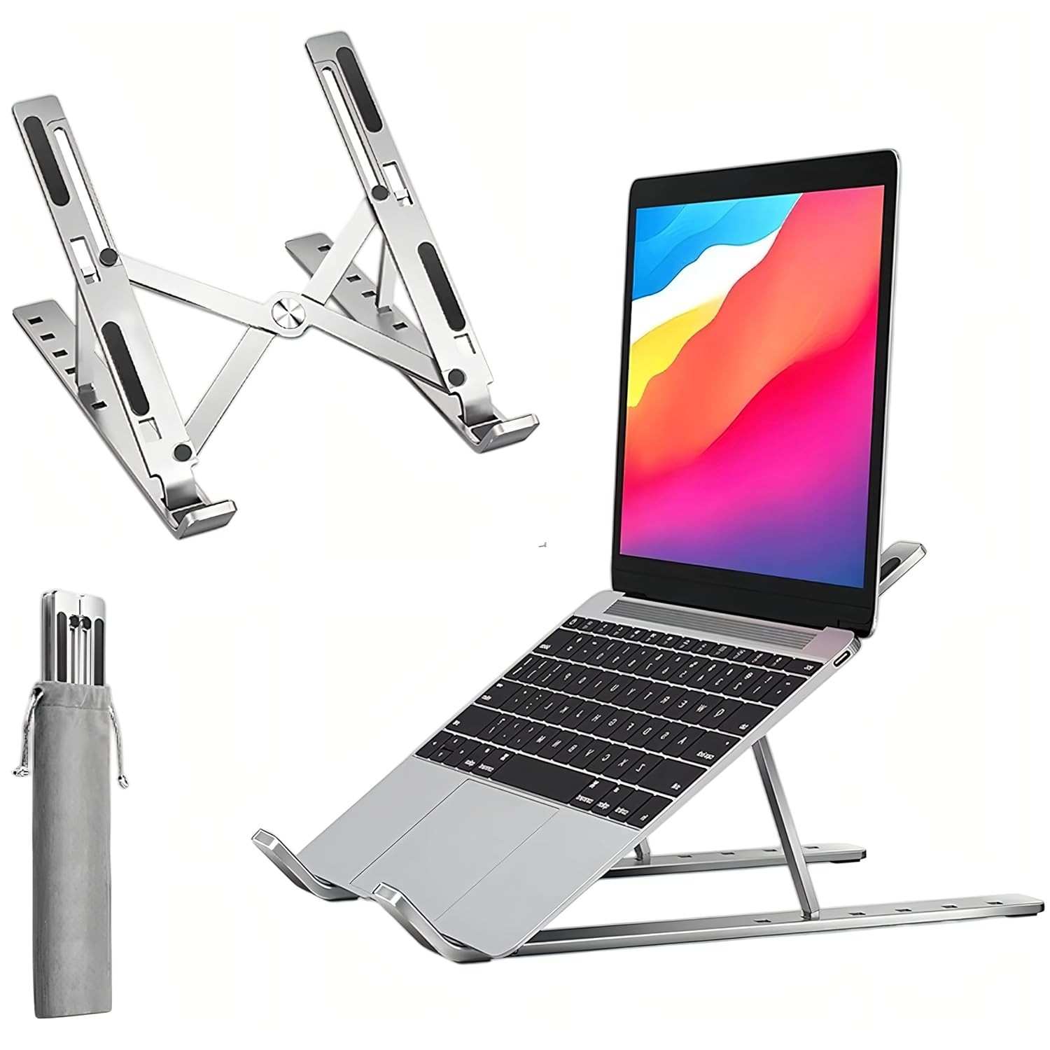 Suporte de Alumínio Ajustável para Notebook, Celular e Tablet – 6 Ângulos, Portátil e Ergonômico
