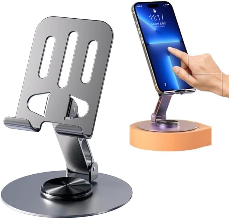 Suporte de Celular e Tablet em Alumínio Premium: Rotação 360°, Ajustável e Dobrável