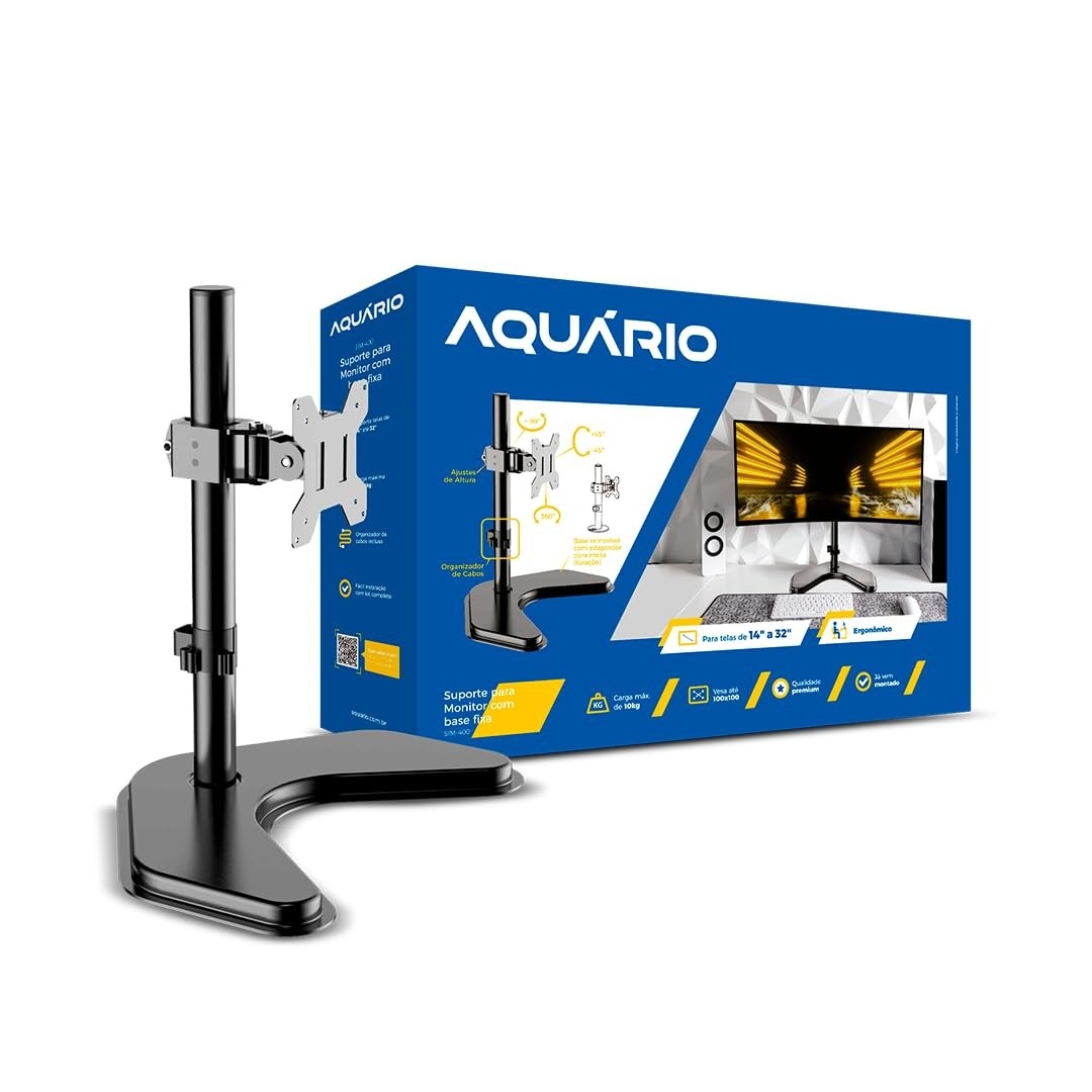 Suporte para Monitor com Base Fixa - Ajuste Perfeito para Tela de 14" a 32"