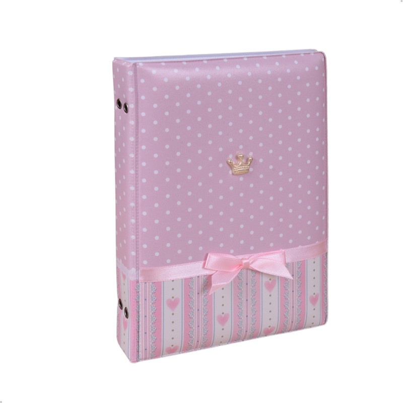 Álbum 15x21 Luxo Coração Rosa para Bebê – 100 Fotos e Capa Almofadada