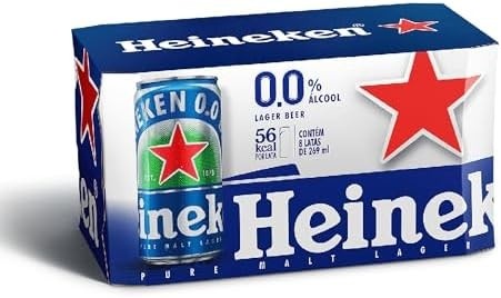 Heineken Cerveja Lager, Sem Alcool Lata 269ml, Pack 8 Unidades