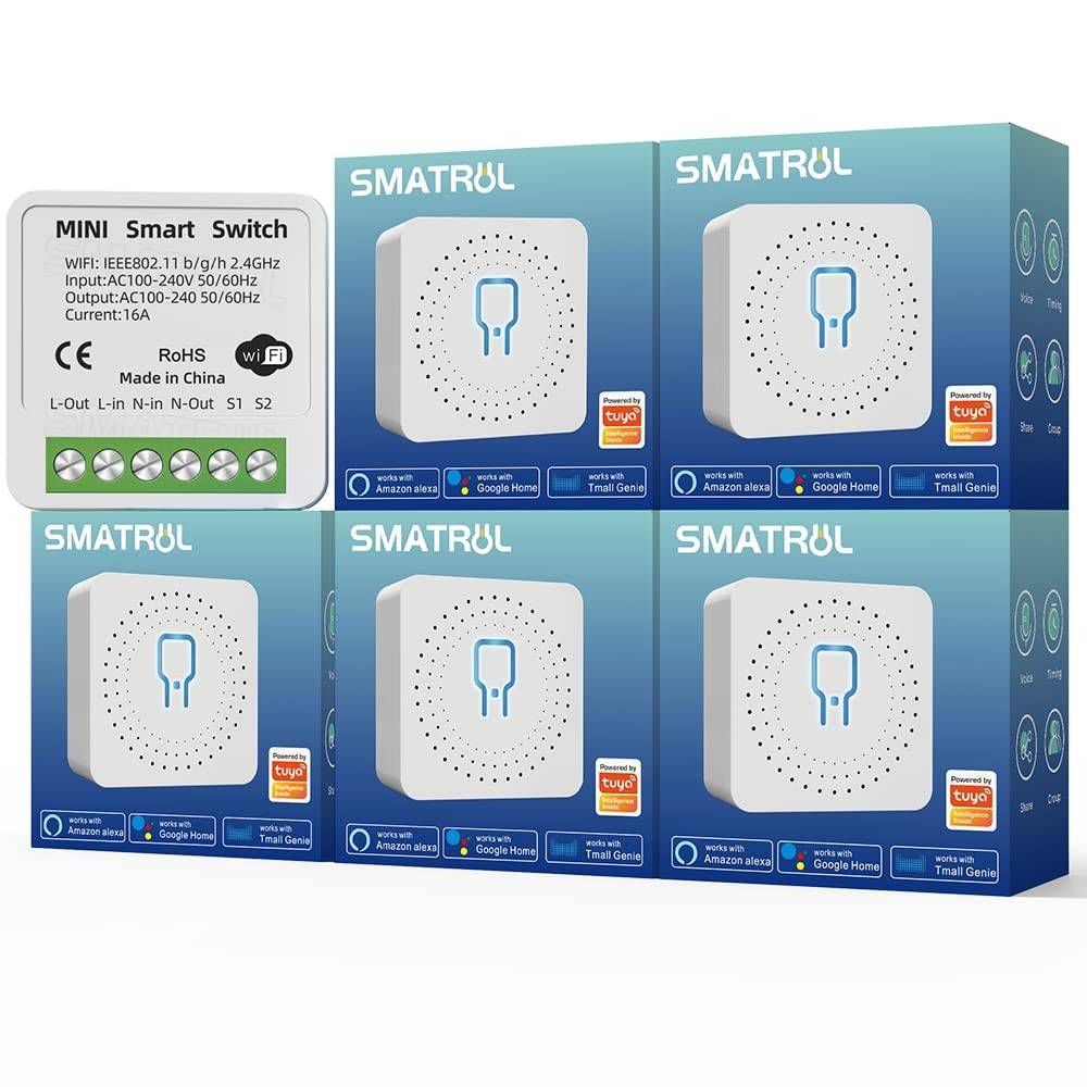 Módulo de Automação Inteligente WiFi 5PCS 16A - Controle Total da Sua Casa com Alexa e Google Home