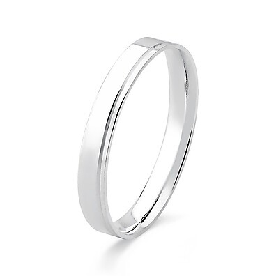 Aliança de Prata 925 Quadrada com Friso – Elegância Moderna