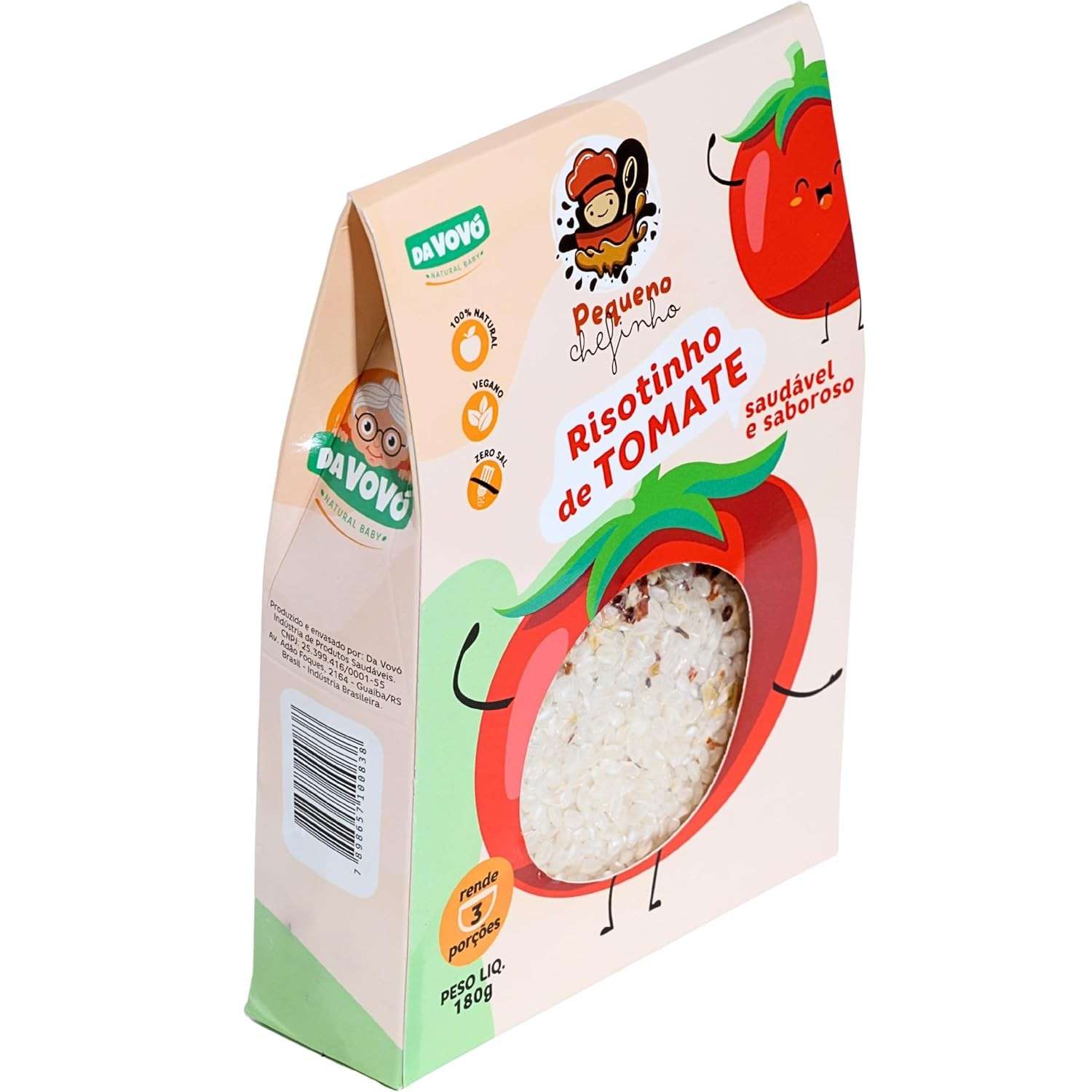 Risotinho de Tomate Pequeno Chefinho Da Vovó - Alimentação Saudável Infantil, Orgânico, 2 Porções, 25 Minutos