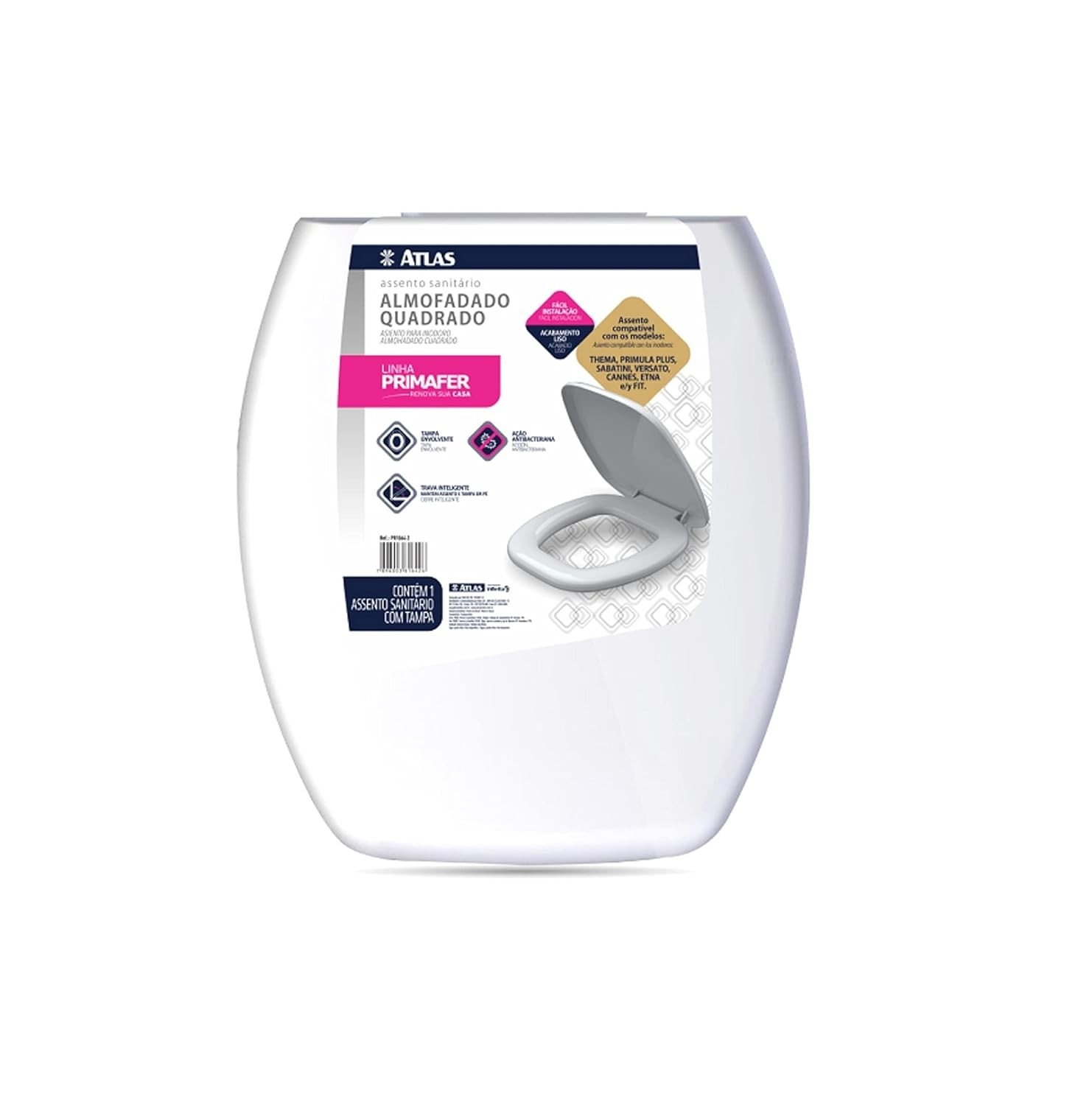 Assento Sanitário Almofadado Quadrado Atlas com Espuma Ultra Macia - Conforto e Estilo para seu Banheiro