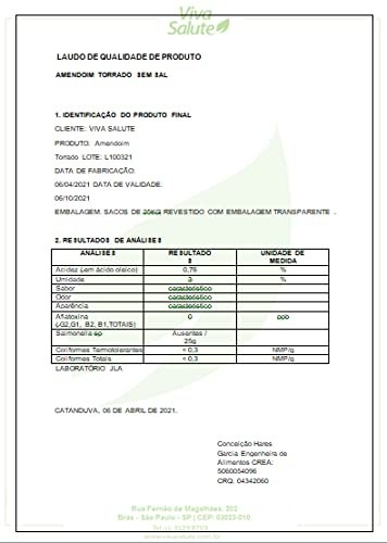 Amendoim Torrado Sem Sal Sem Pele Viva Salute a Vácuo - 1Kg