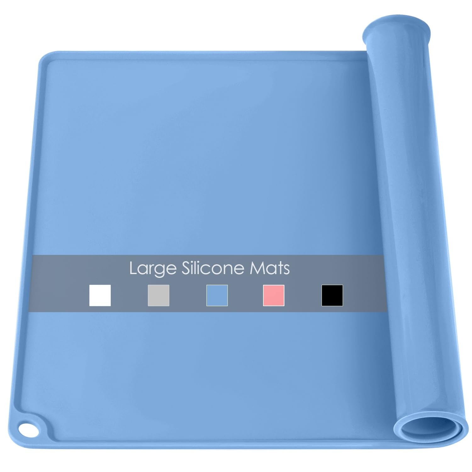 Tapete de Mesa de Silicone Azul - Jogo Americano Reutilizável com Borda Elevada para Bancada de Cozinha
