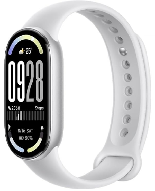 Relógio Inteligente Mi Band 10 Global: Pulseira Fitness AMOLED 1.72" Impermeável, 150 Modos Esportivos - Prata