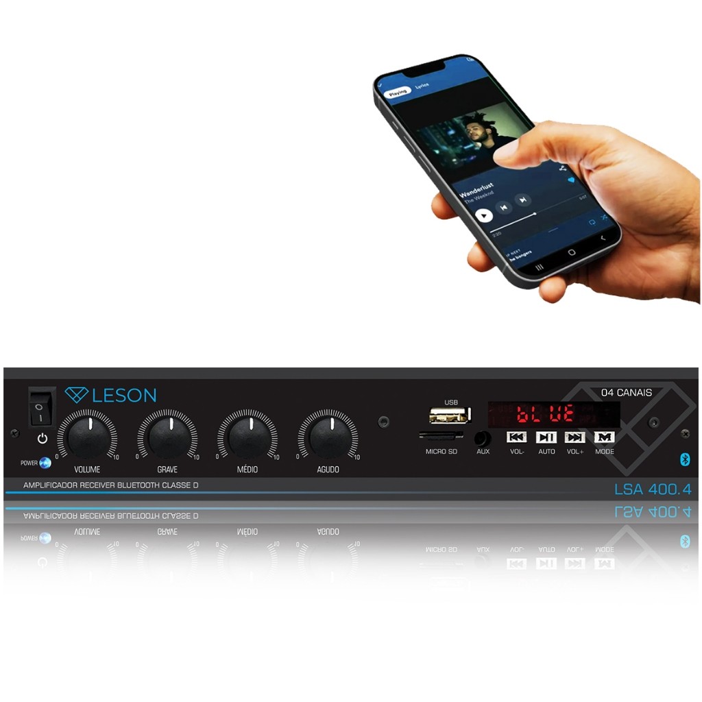 Amplificador 4 Canais BT: Potência e Qualidade!