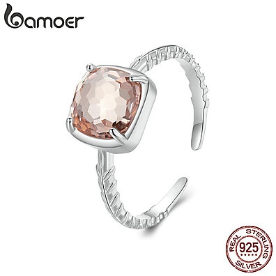 Anel de Noivado Laranja Bamoer: Elegância em Prata 925