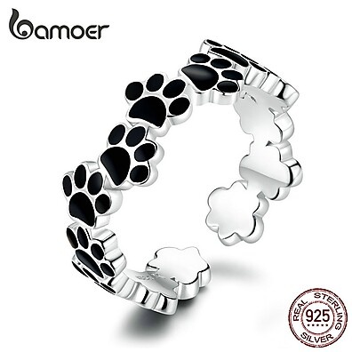 Anel de Prata 925 com Pegada de Pet – Bamoer SCR603
