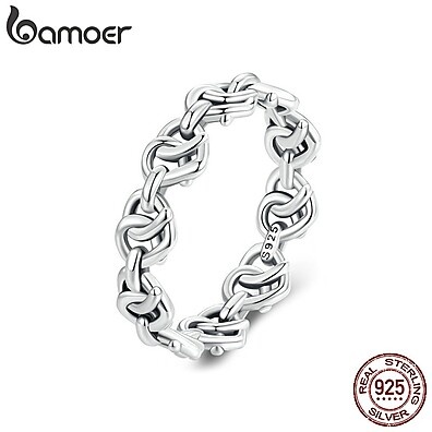 Anel de Prata Coração Bamoer 925: Elegância Retro
