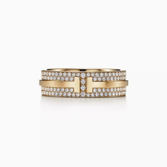Anel em Ouro Rosa 18K com Diamante Largo em T – Prata Fina 925S