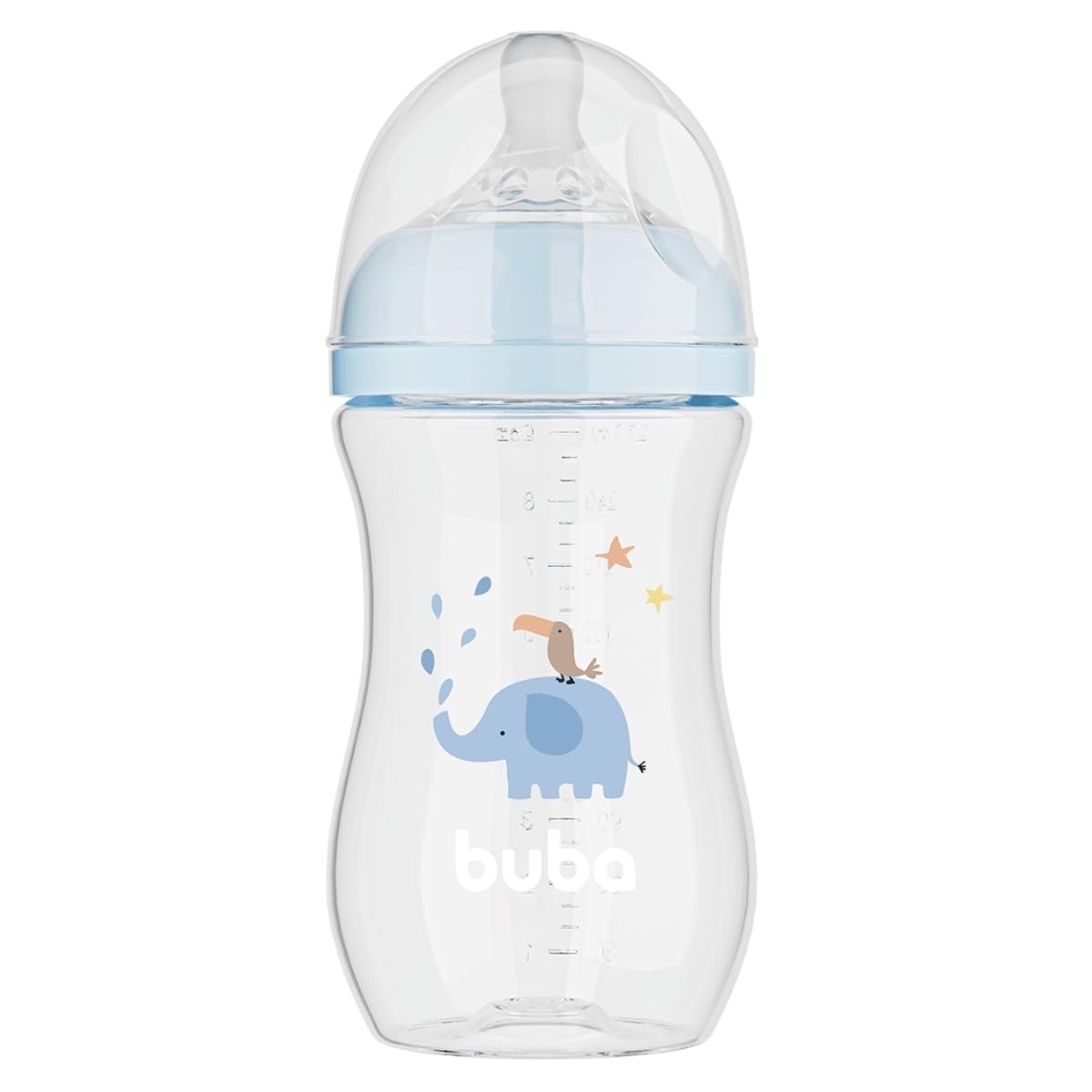 Mamadeira Easy Flow Elefante Azul 270ml - Sistema Anticólico BPA Free da Buba