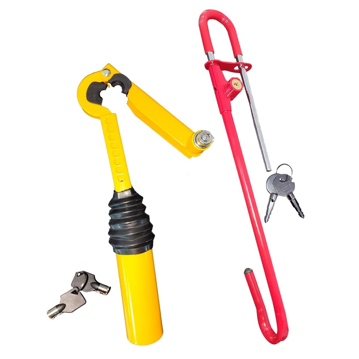 Kit Antifurto Universal: Trava Volante/Pedal + Trava Câmbio/Freio de Mão para Carros