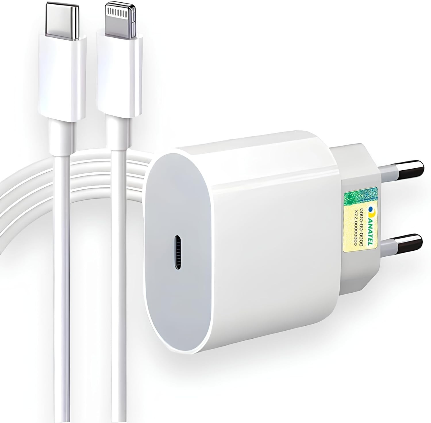Carregador Turbo 30W PD + Cabo Lightning USB-C: Carga Rápida para iPhone 6 ao 14