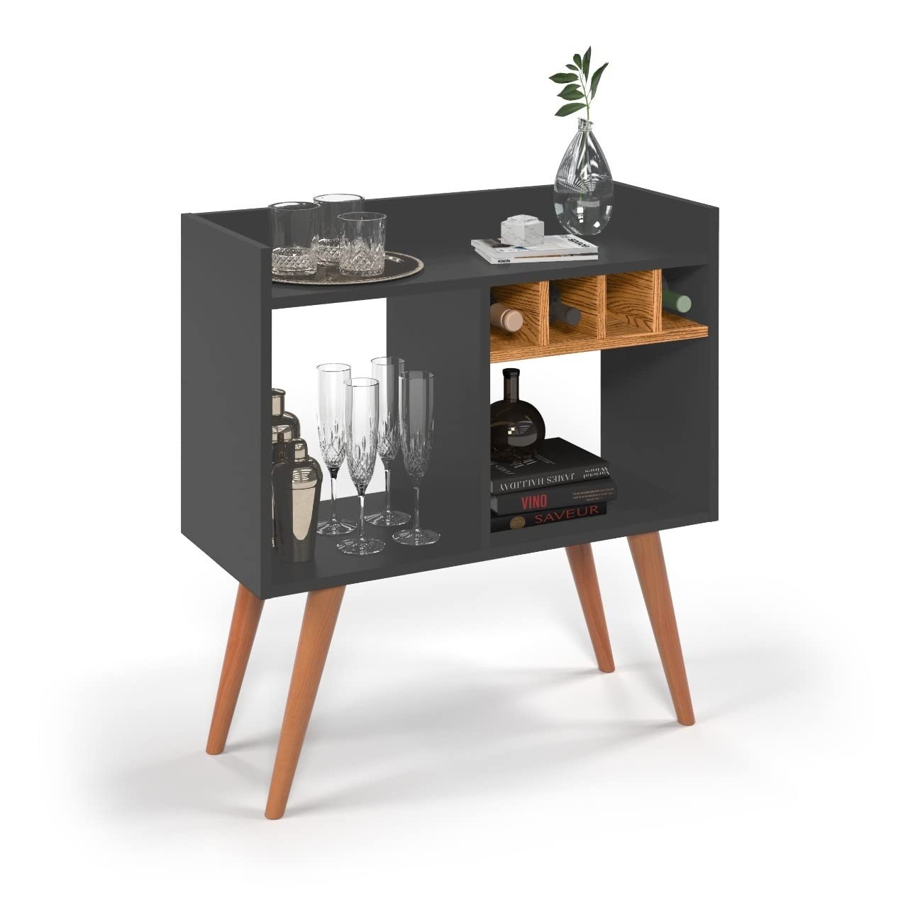 Aparador Buffet Industrial RUBI - Design Moderno para Hall, Escritório e Adega | Quality Móveis Cinza-Nature