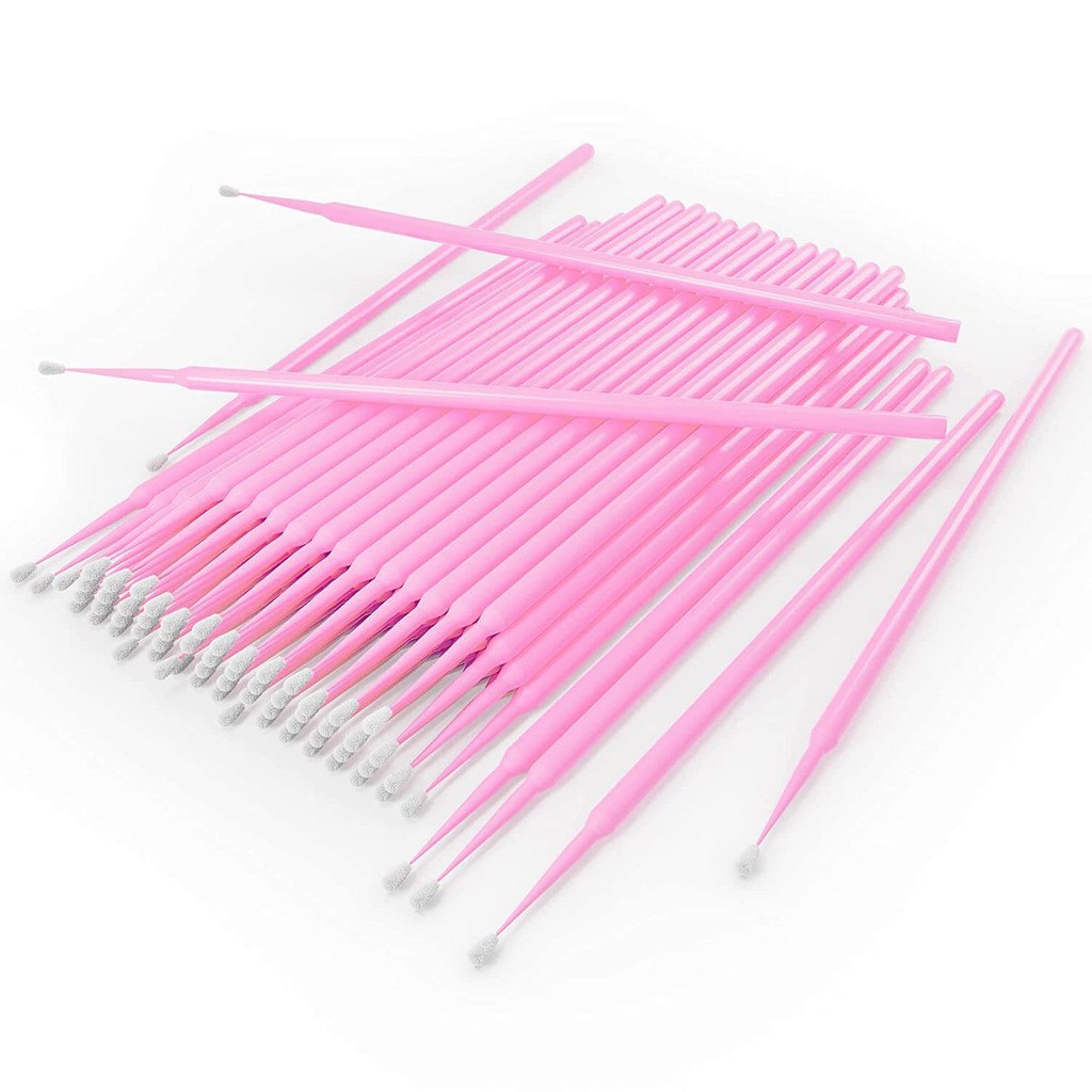 Aplicador Microbrush 2.0mm para Alongamento de Cílios 100un Rosa