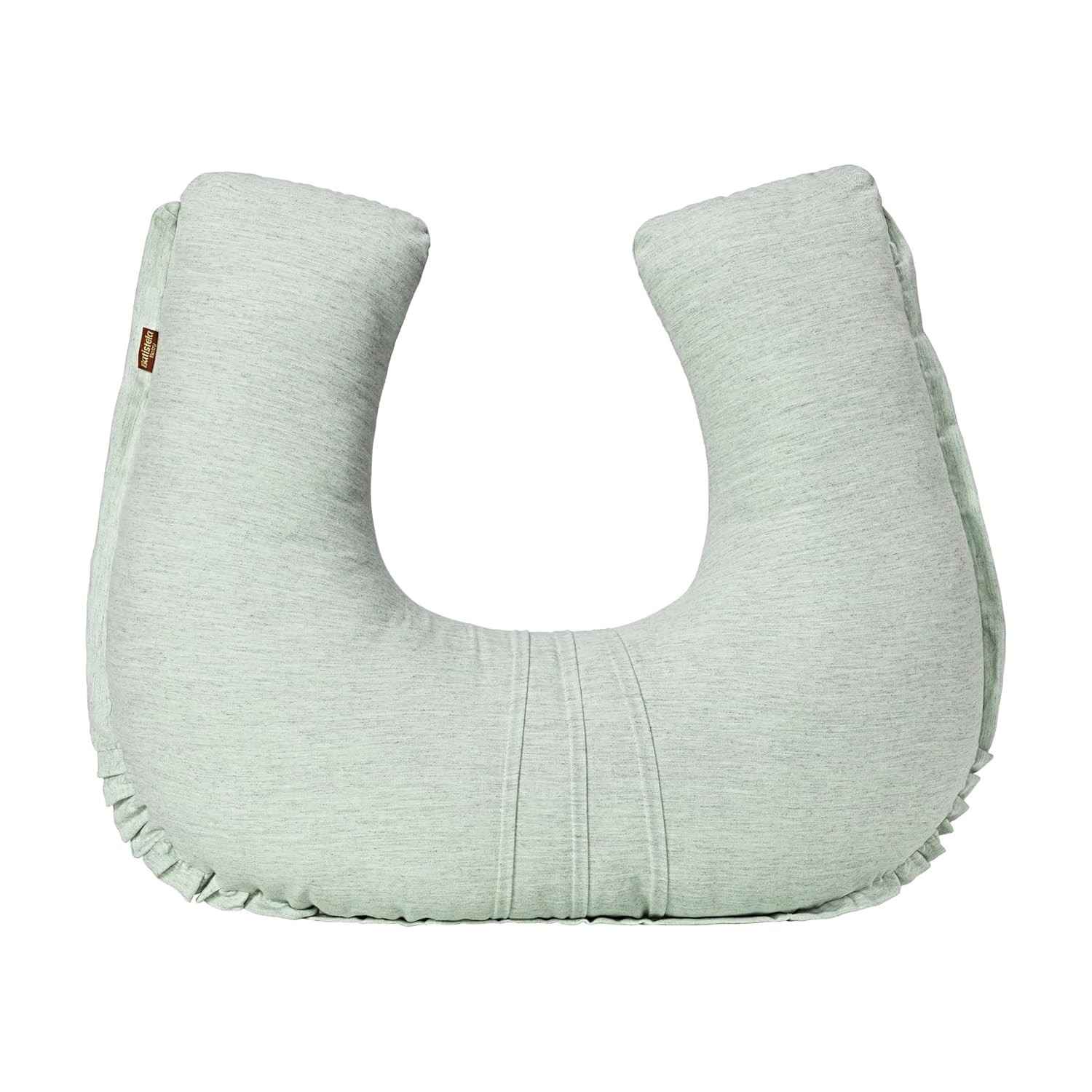 Apoio Amamentar Slim em Linho Verde - Conforto e Estilo para Mães Modernas
