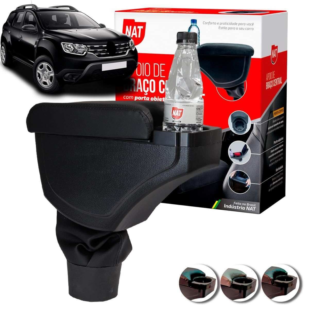 Apoio de Braço Duster 2021-2023 Preto com Porta Copo - Conforto e Estilo Premium