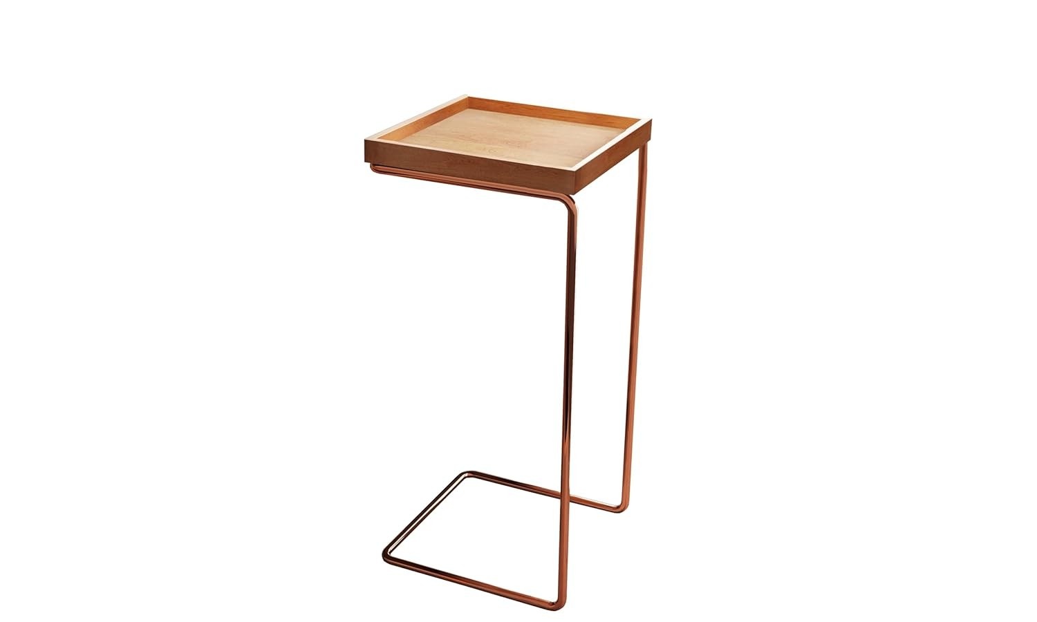 Mesa de Apoio Lateral para Sofá Anny com Base em Metal Cobre e Tampo em MDF Mel