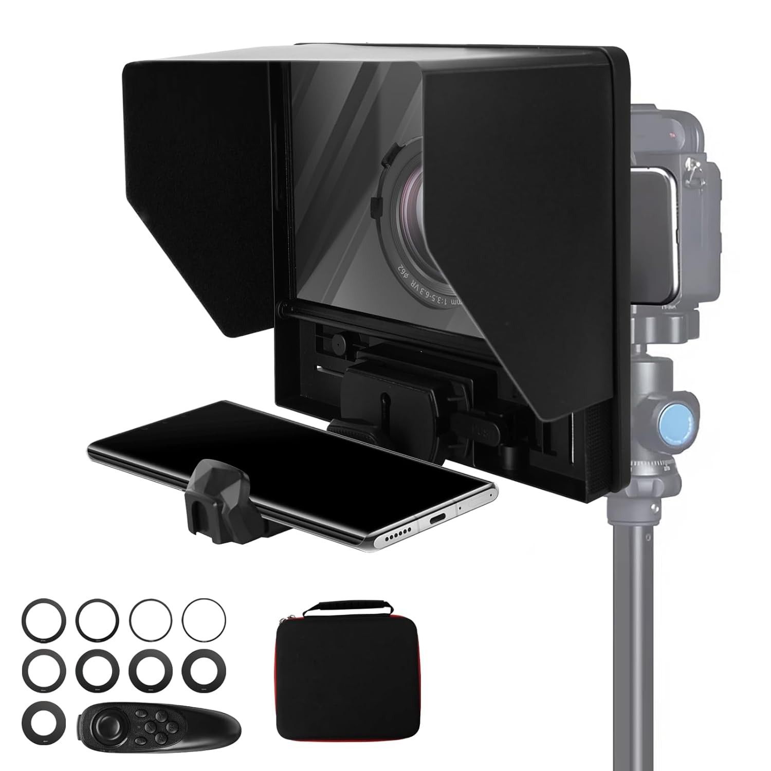 Teleprompter 10.5" para Celular com Controle Remoto e App - Grave Vídeos Profissionais!