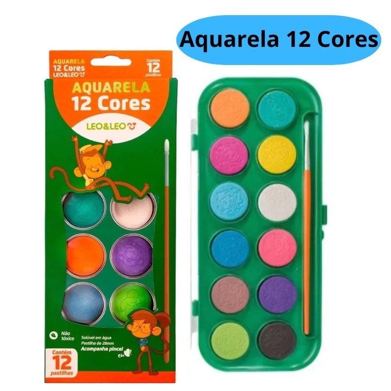 Aquarela Leo&Leo: 12 Cores Divertidas!