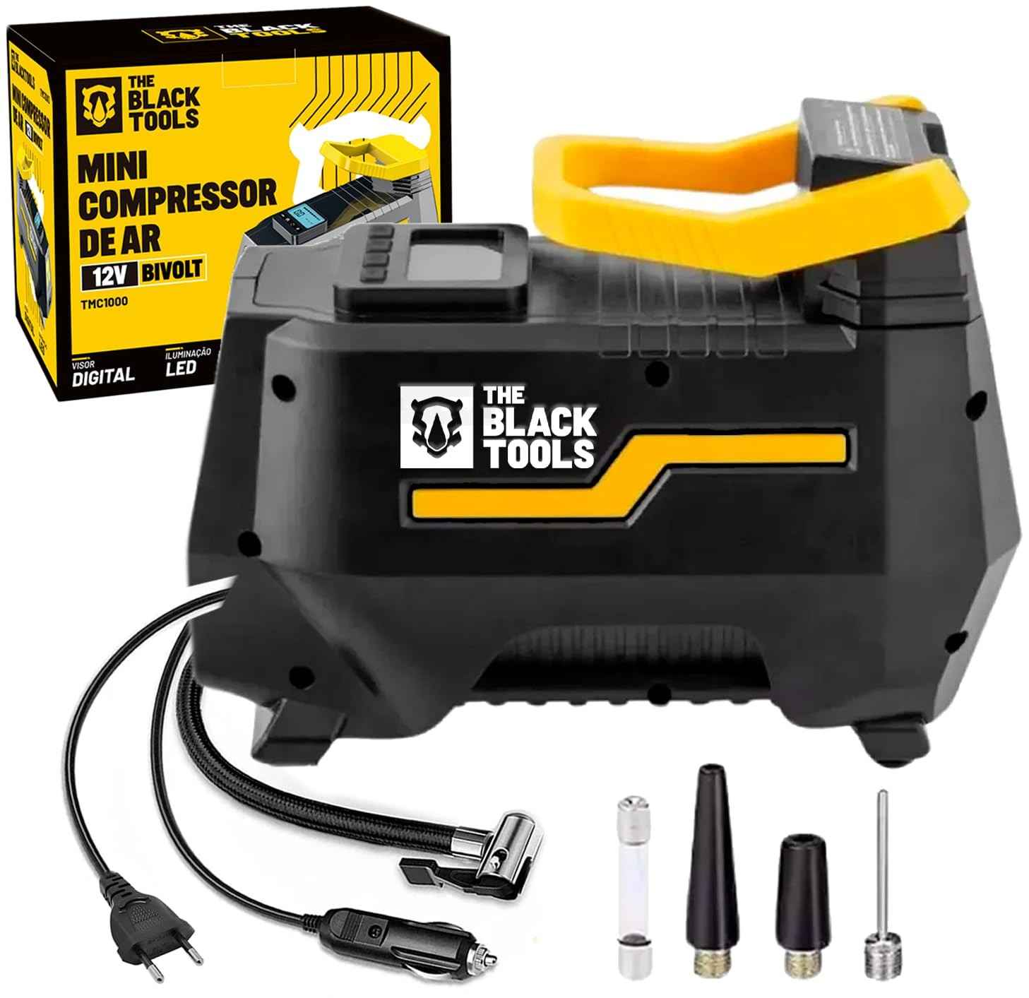 Compressor de Ar Portátil 120W The Black Tools TCM100: Pneu Sempre Cheio, Onde Estiver!
