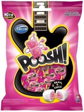 Bala Poosh Tutti Frutti Com Recheio De Chiclete Arcor 500g