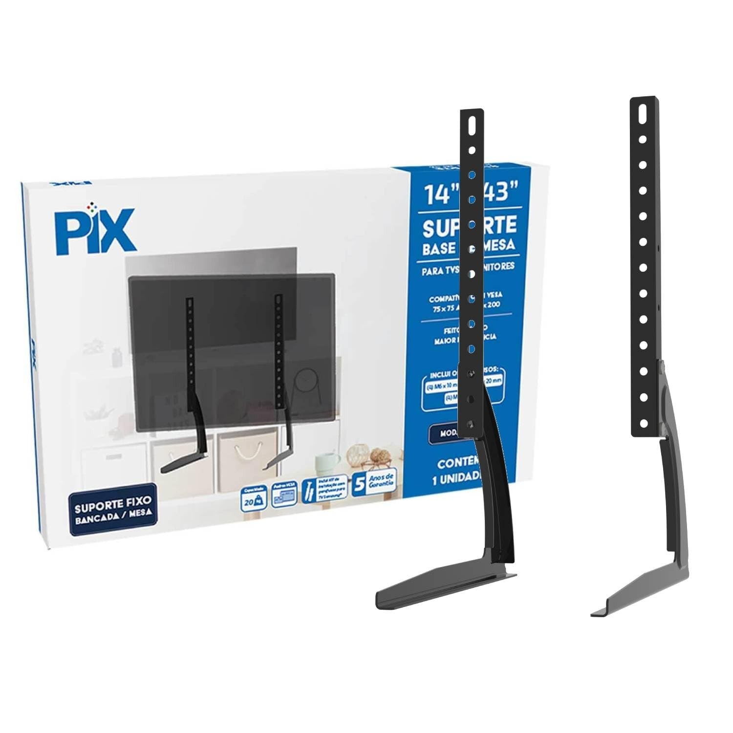 Suporte para TV e Monitor de Mesa 14" a 43" - Organize sua Área com Estilo e Segurança
