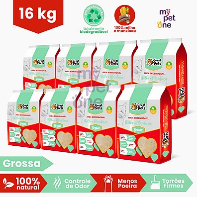 Areia Biodegradável para Gatos: Kit 8x2Kg Great Pets
