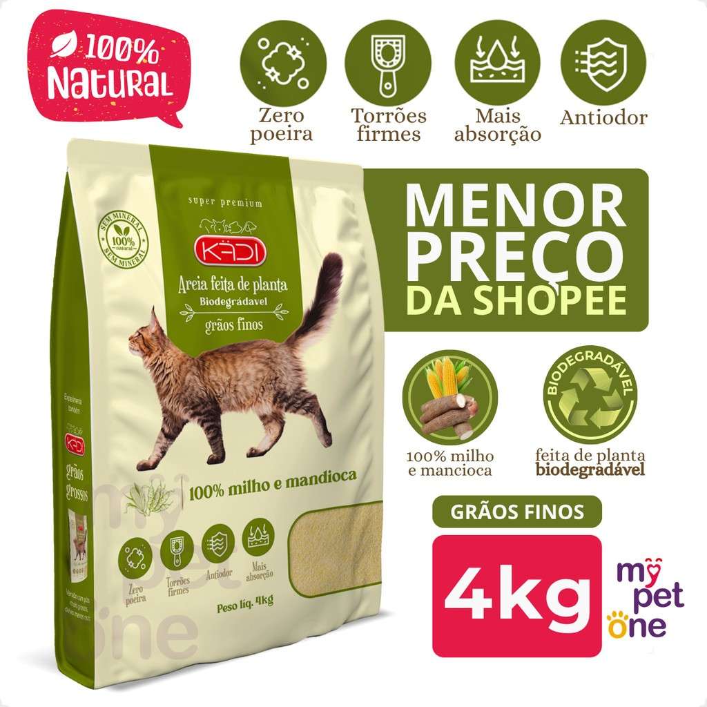 Areia Kadi: Biodegradável e Natural para Gatos